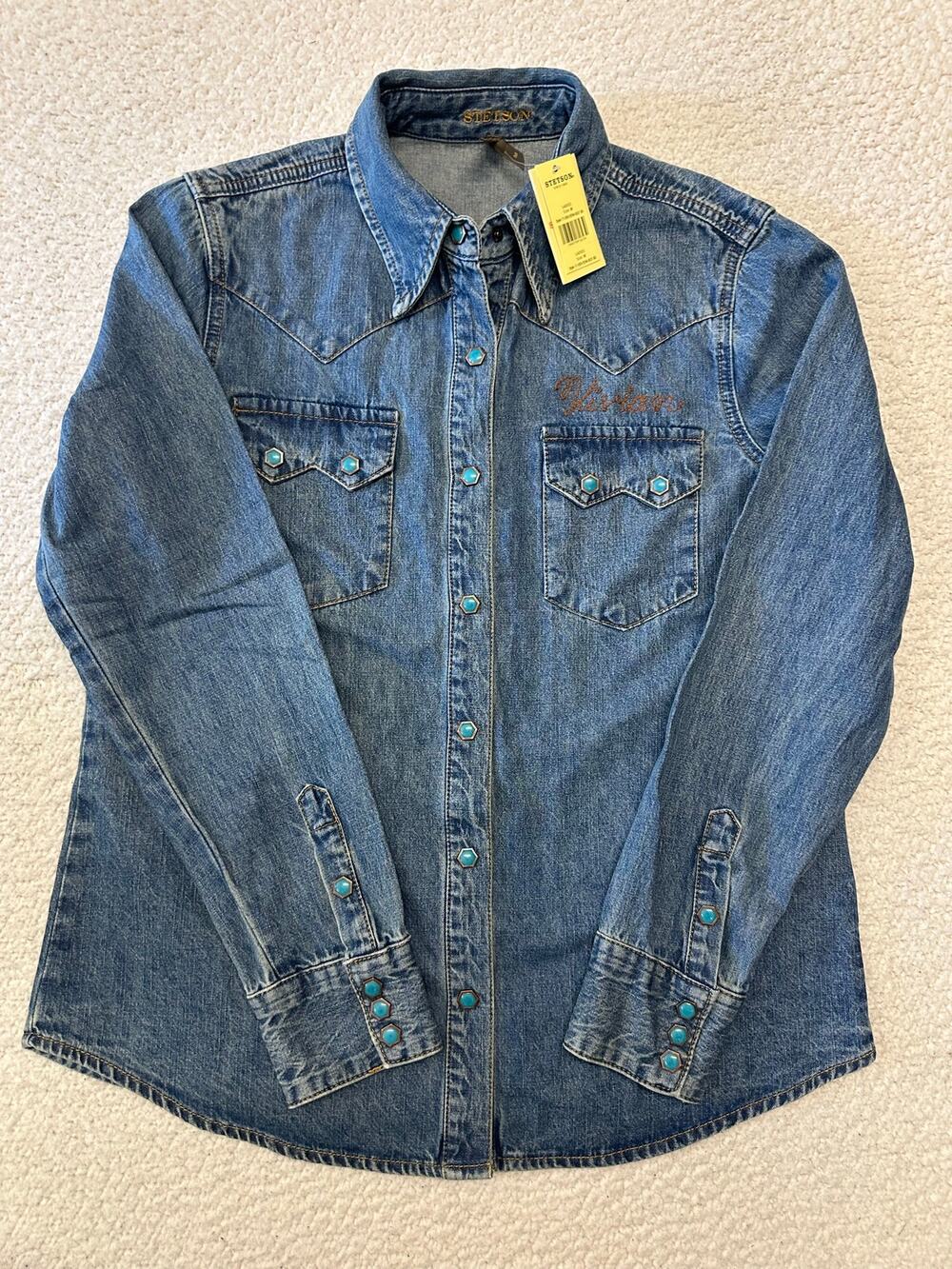 NWT* Stetson Womens Long Sleeve Denim Western Shirt Medium